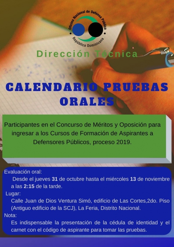 Calendario Pruebas Orales