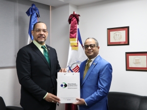 Director de la Oficina Nacional de Defensa Pública realiza visita de cortesía al Magistrado Napoleón R. Estévez Lavandier, Juez Presidente del Tribunal Constitucional